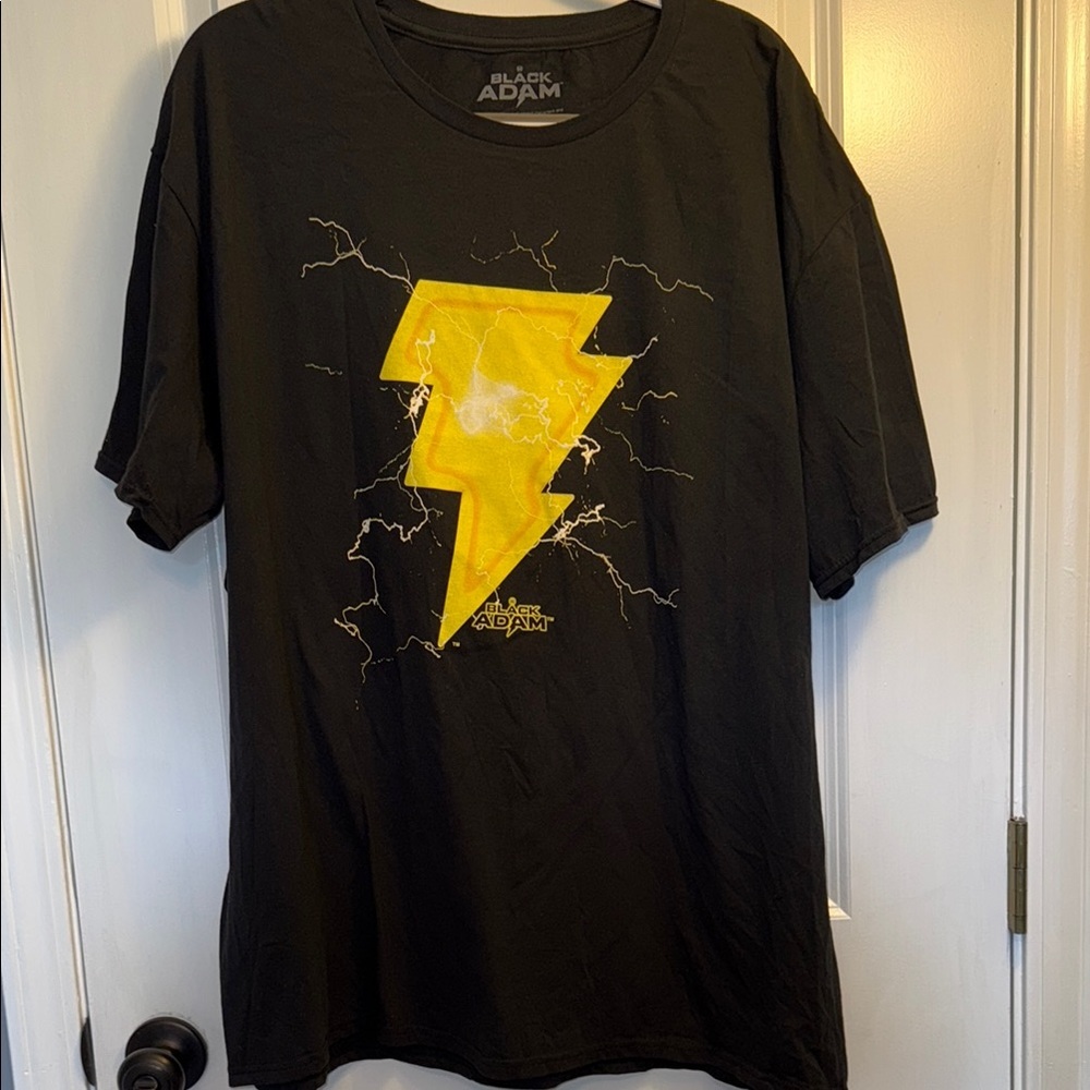 DC Black and Yellow Lightning Bolt Tee and White Black Adam Tee